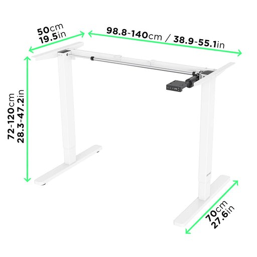 Duronic TM12 WE Bureau Assis-Debout blanc | Structure de bureau à hauteur ajustable 71 - 116 cm | Électrique | Sauvegarde des tailles | MAX 80 kg | Station ergonomique | Plateau disponible séparément