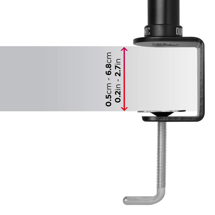 Duronic DM352 BK Support de 2 moniteurs à Pince pour Bureau - Hauteur Ajustable - Rotatif/Inclinable/Pivotable - Compatible avec moniteurs LCD/LED VESA 75/100 - Potence et Bras en Aluminium