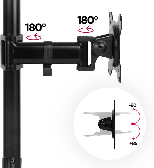 Duronic DM254 Support Moniteur Multi 4 Écrans - Bras Articulés Avec Pince