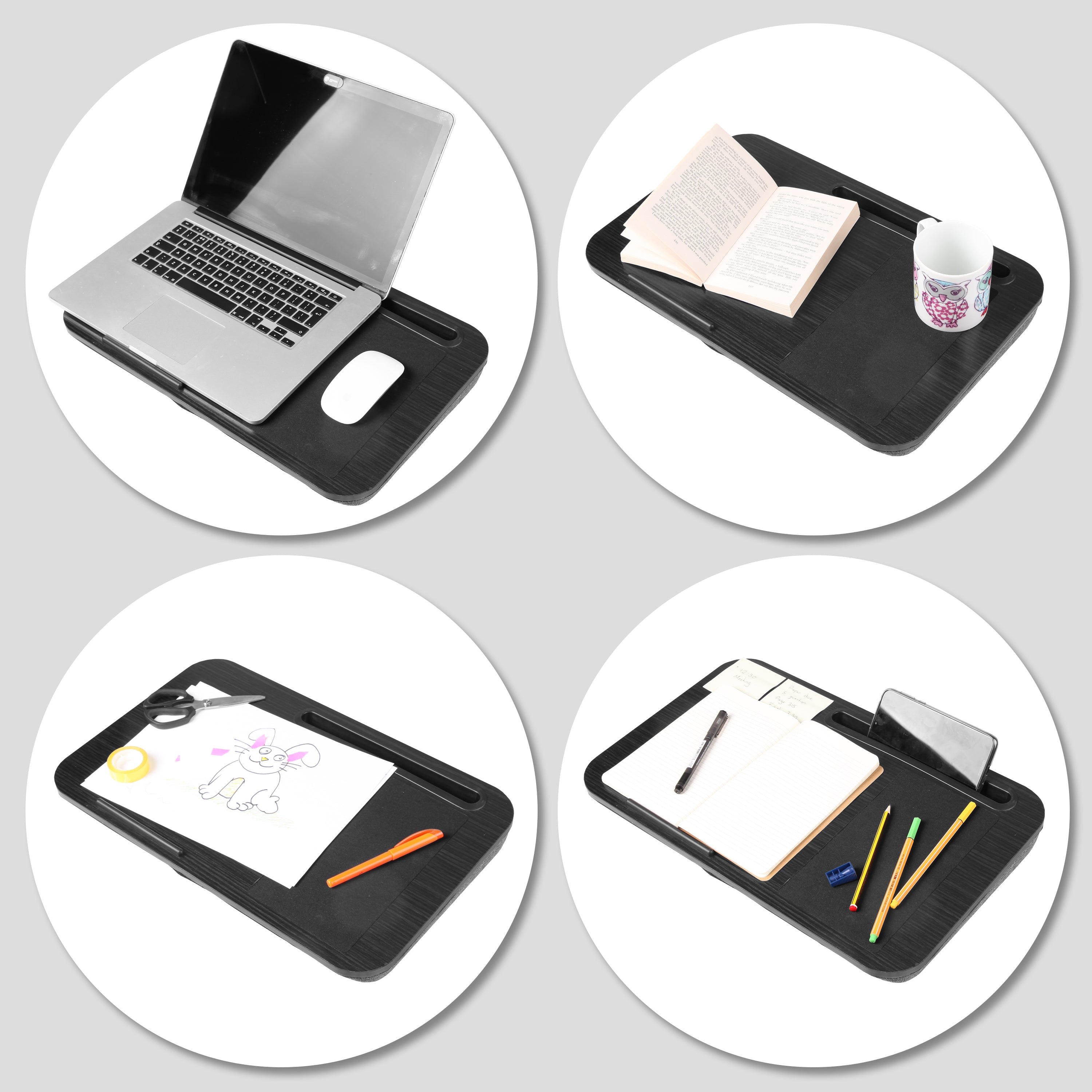 Duronic DML422 Plateau pour Ordinateur Portable avec Coussin incliné Ergonomique | Support pour Tablette | Tapis de Souris | Table à Poser sur Les Genoux | pour PC, Lecture, Dessin, devoirs, étude