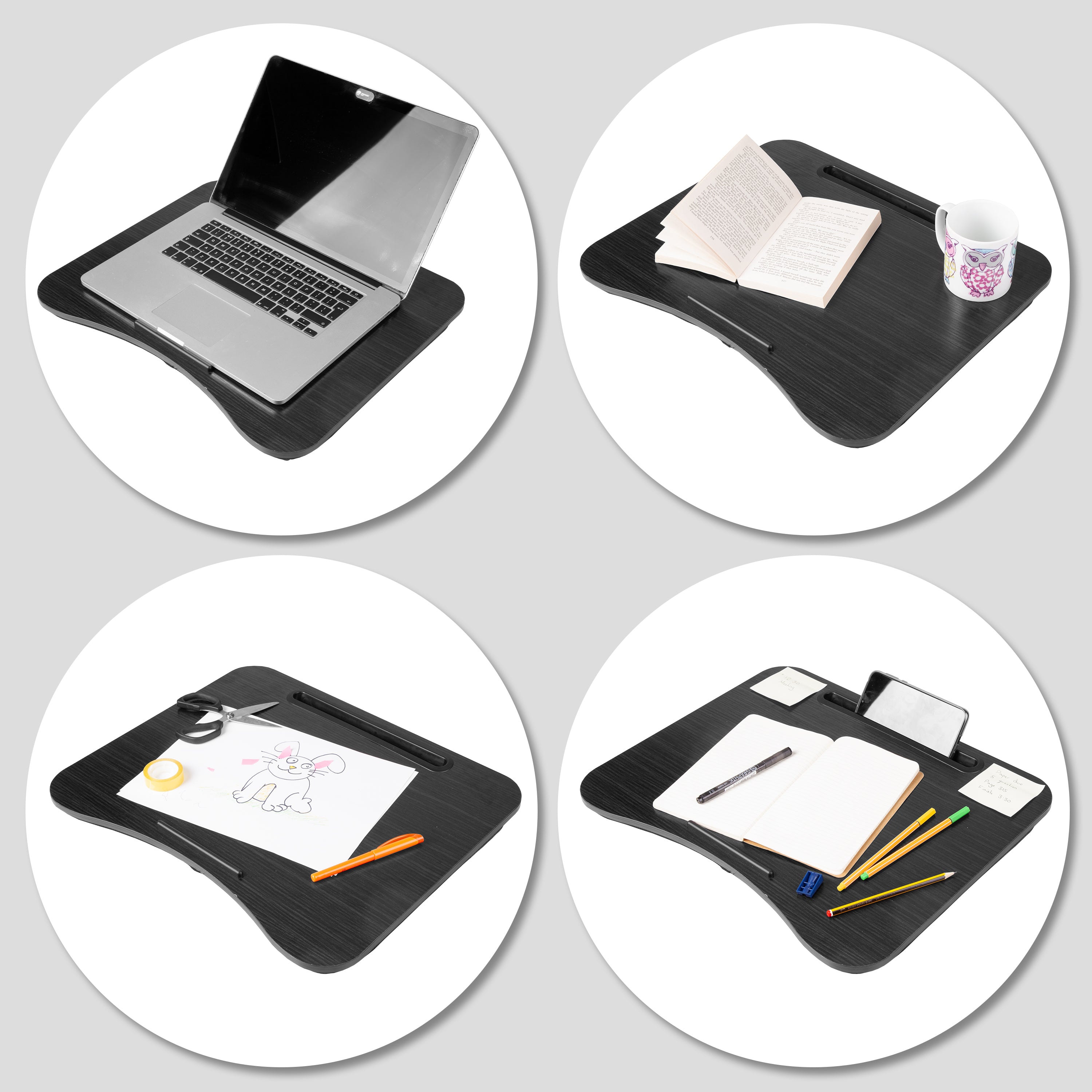 Duronic DML432 Plateau pour Ordinateur Portable avec Coussin en polystyrène Ergonomique | Support pour Tablette | Table à Poser sur Les Genoux | pour Travail, Lecture, Dessin, devoirs, étude, Films
