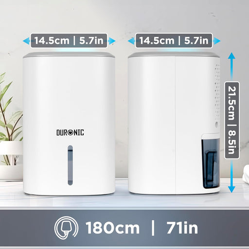 Duronic DH06 WE Déshumidificateur de 23W | Jusqu'à 240ml d'eau par jour | Réservoir d'eau de 0,8 litre | Compact et silencieux | Idéal pour petits espaces