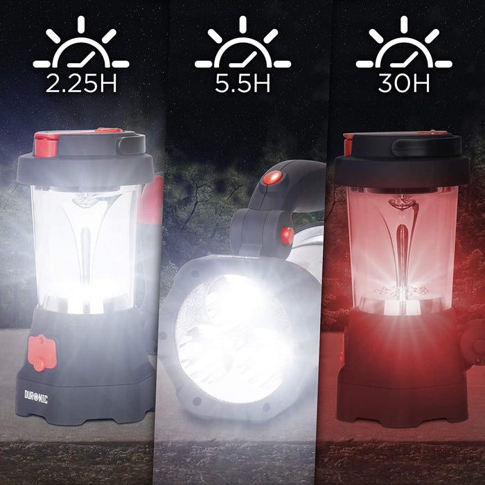 Duronic Hurricane - Lampe Torche Lanterne à Dynamo et USB - Lanterne à 10 LED - Signal d’Urgence Rouge Clignotant - Lampe Torche à 3 LED