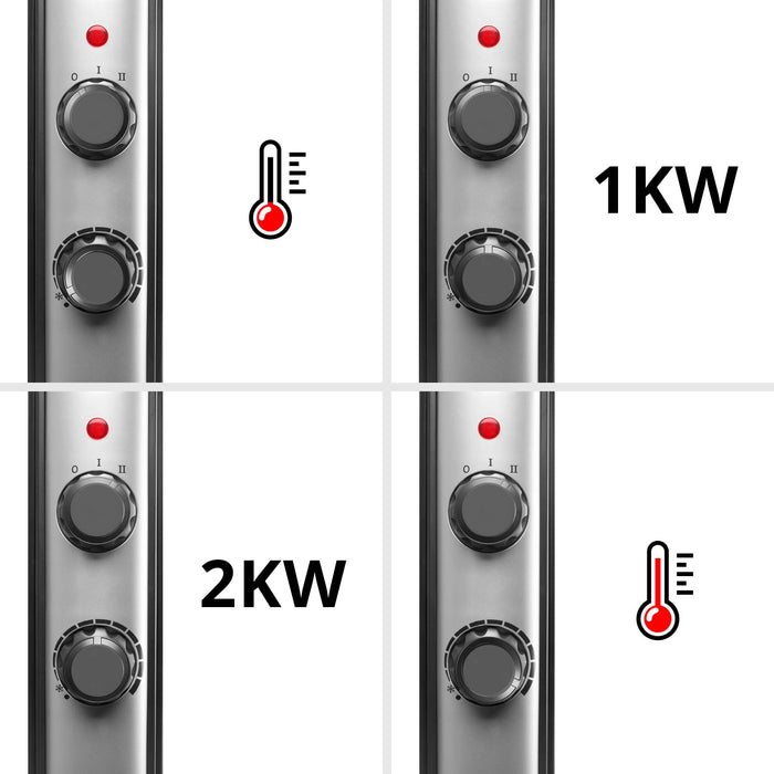 Duronic HV220 BK Radiateur Electrique en Mica sans Huile | 2000W | Thermostat Intégré | Chauffe en 1 Minute | 2 Puissances 1000W ou 2000W
