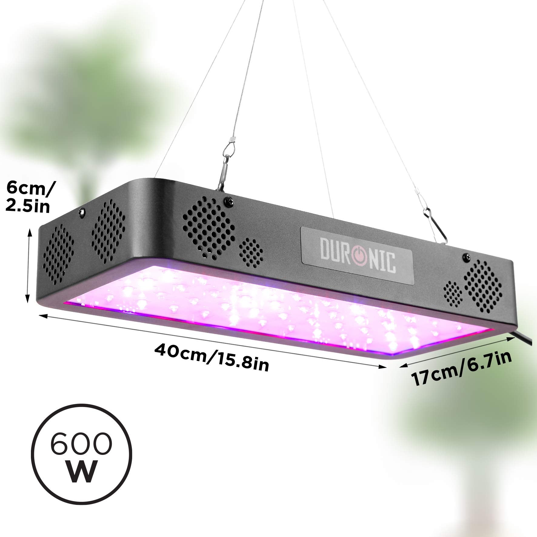 Duronic GLH60 Lampe de croissance horticole suspendue 600W Ampoules LED bleu rouge IR Modes semence et floraison Hygromètre inclus Lumière de culture pour plante fruit légume fleur herbe