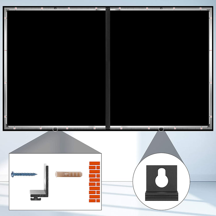 Duronic FFPS92 /169 Ecran de Projection Fixe de 92 Pouces ou 234 cm – Ratio 16:9 – Monture en métal avec revêtement Velours et Toile Extensible Anti-pli – Installation Murale idéale pour Home cinéma