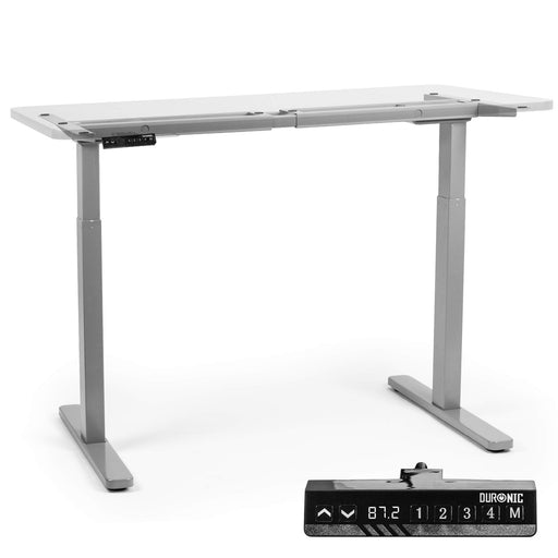 Duronic TM22 GY Bureau Assis-Debout gris | Structure de bureau à hauteur ajustable 71 - 116 cm | Électrique | Sauvegarde des tailles | MAX 100 kg | Station ergonomique | Plateau disponible séparément
