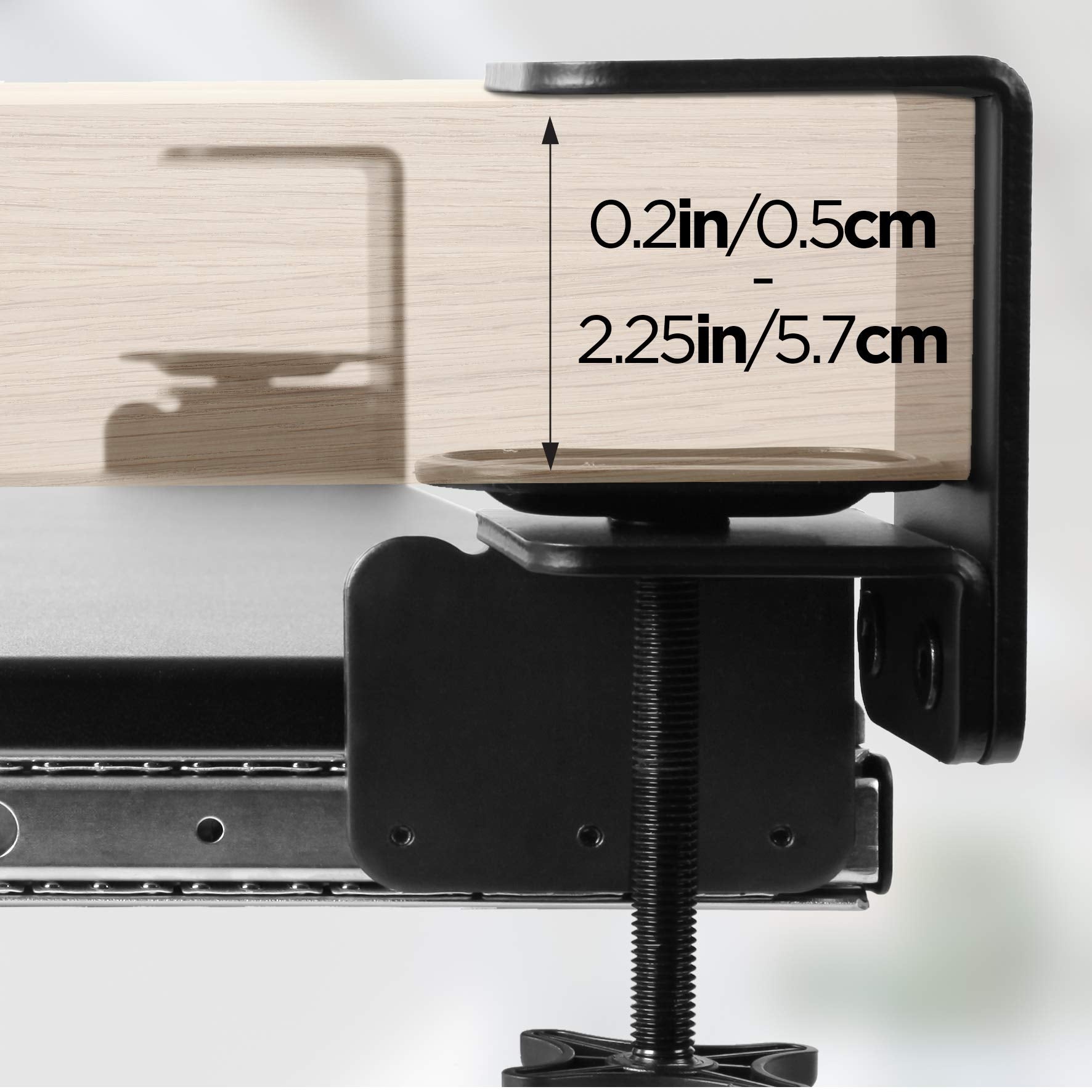 Duronic DKTPX1 Support Coulissant pour Clavier et Souris Ordinateur Portable PC Tablette Documents Tiroir sous la Table Solution Ergonomique pour Le Bureau Fixé avec des Pinces en Acier