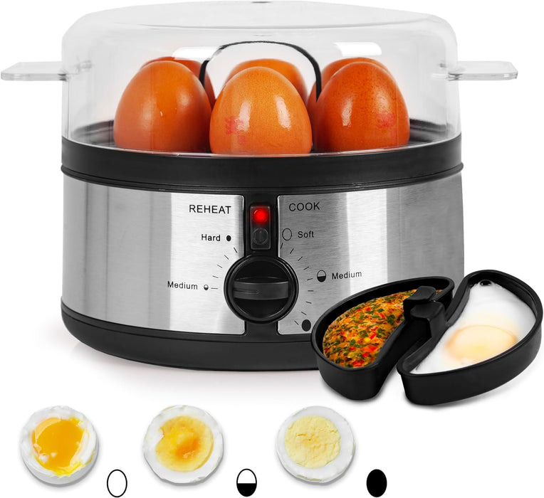 Duronic EB35 BK Cuiseur à oeufs | Pour 1 à 7 oeufs | Thermostat et minuteur pour obtenir œufs durs ou mollets ou pochés ou à la coque avec fonction dédiée pour préparer 2 types de cuisson | Sans BPA