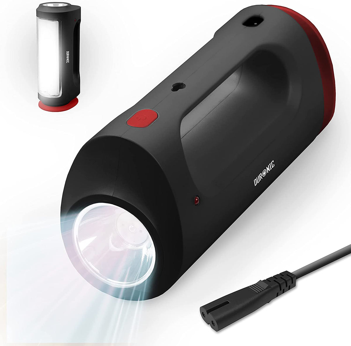 Duronic Hurricane – Lampe Torche 4-en-1 Dynamo USB : Lanterne LED, Torche Puissante, Signal SOS Rouge – Idéal Camping, Urgence, Voiture, Randonnée