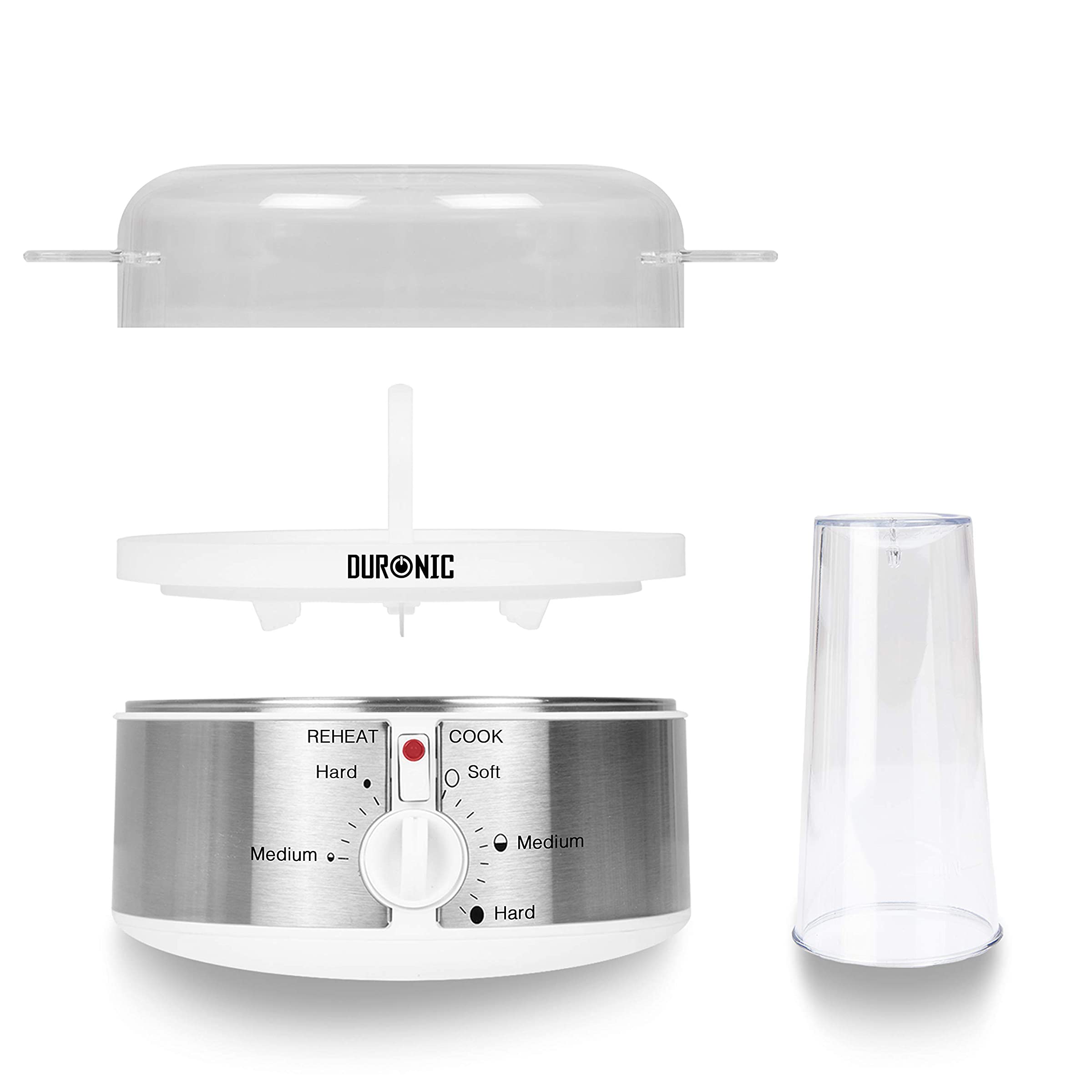Duronic EB35 WE Cuiseur à oeufs De 1 à 7 oeufs Thermostat et minuteur pour obtenir oeufs durs ou mollets ou à la coque avec fonction dédiée pour préparer deux types de cuisson
