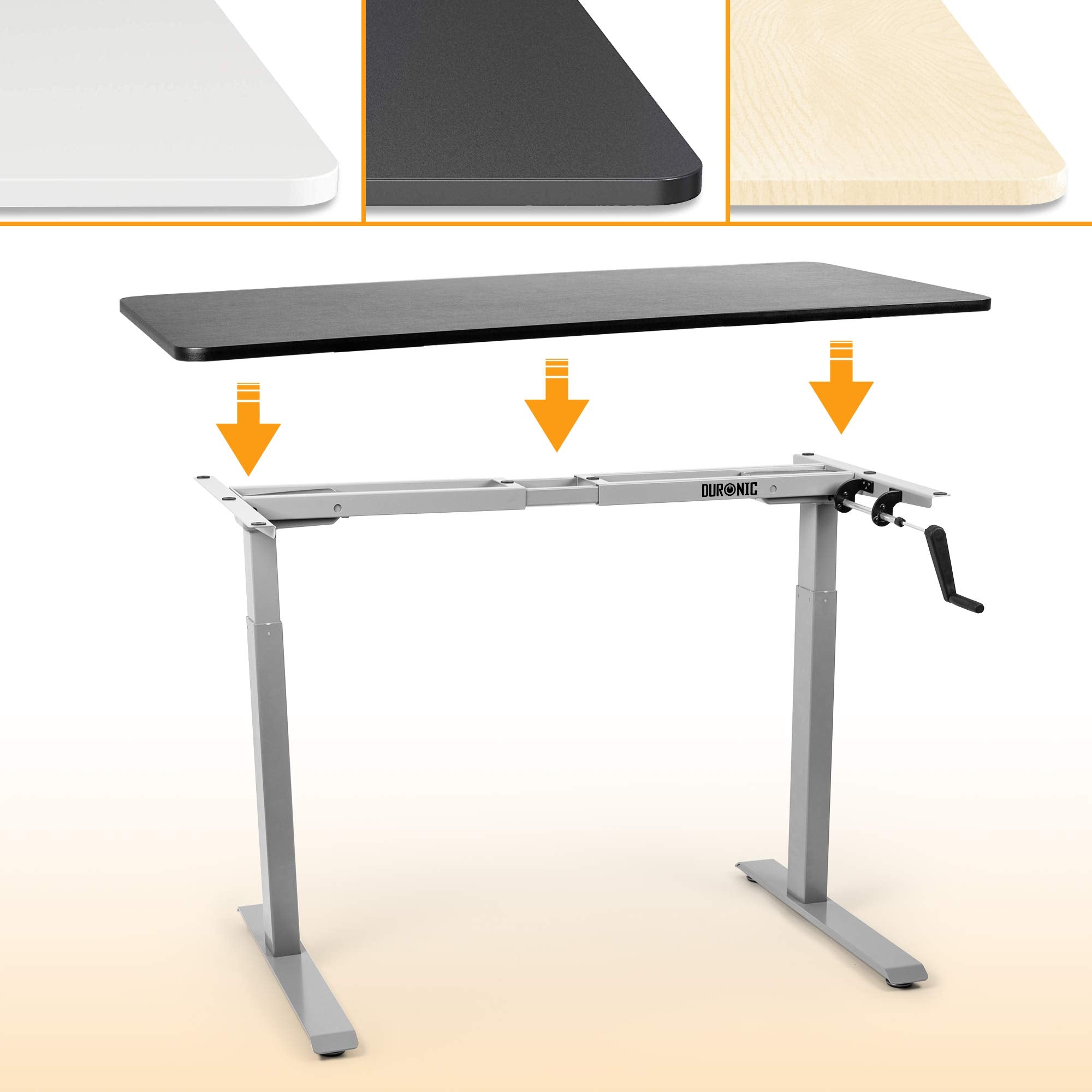 Duronic TM00 GY Bureau Assis-Debout gris | Structure de bureau à hauteur ajustable 71 - 116 cm | Manuel | Acier | Supporte 60 kg | Station de travail ergonomique | Plateau disponible séparément