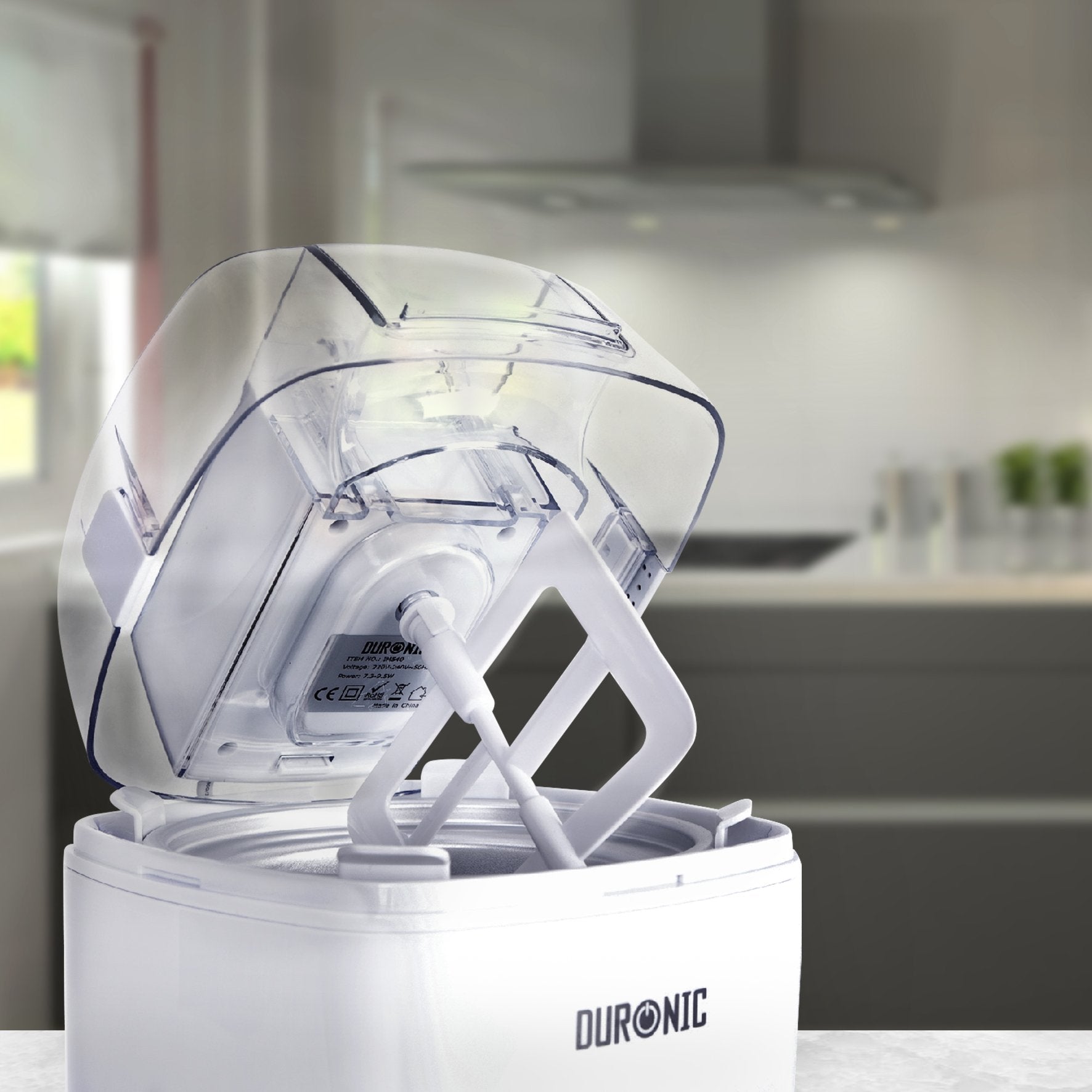 Duronic IM540 Machine à glace et sorbetière électrique Cuve amovible en inox de 1,5 litres Turbine idéale pour créer des glaces sorbets yaourts glacés crèmes glacée et desserts faits maison