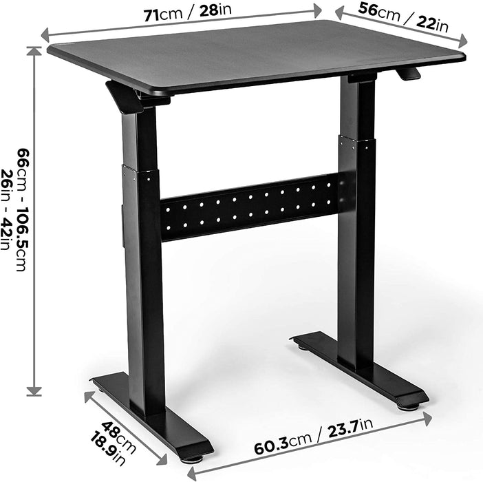 Duronic TM04F Table de Travail Assis-Debout | Support Ergonomique | Noir | Grande Surface 71 x 56 cm | Hauteur Ajustable 66 – 106 cm | 10 kg