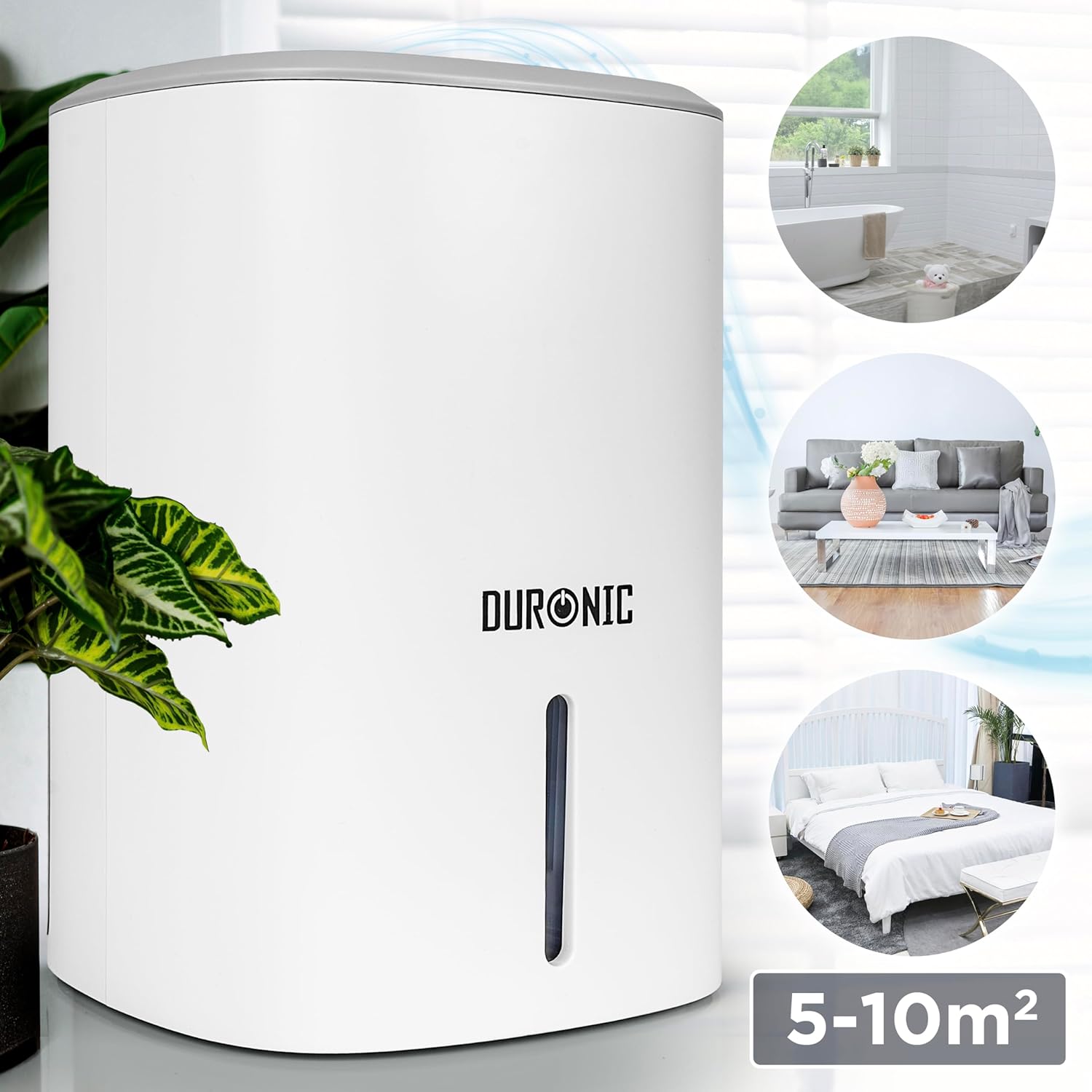 Duronic DH06 WE Déshumidificateur de 23W | Jusqu'à 240ml d'eau par jour | Réservoir d'eau de 0,8 litre | Compact et silencieux | Idéal pour petits espaces