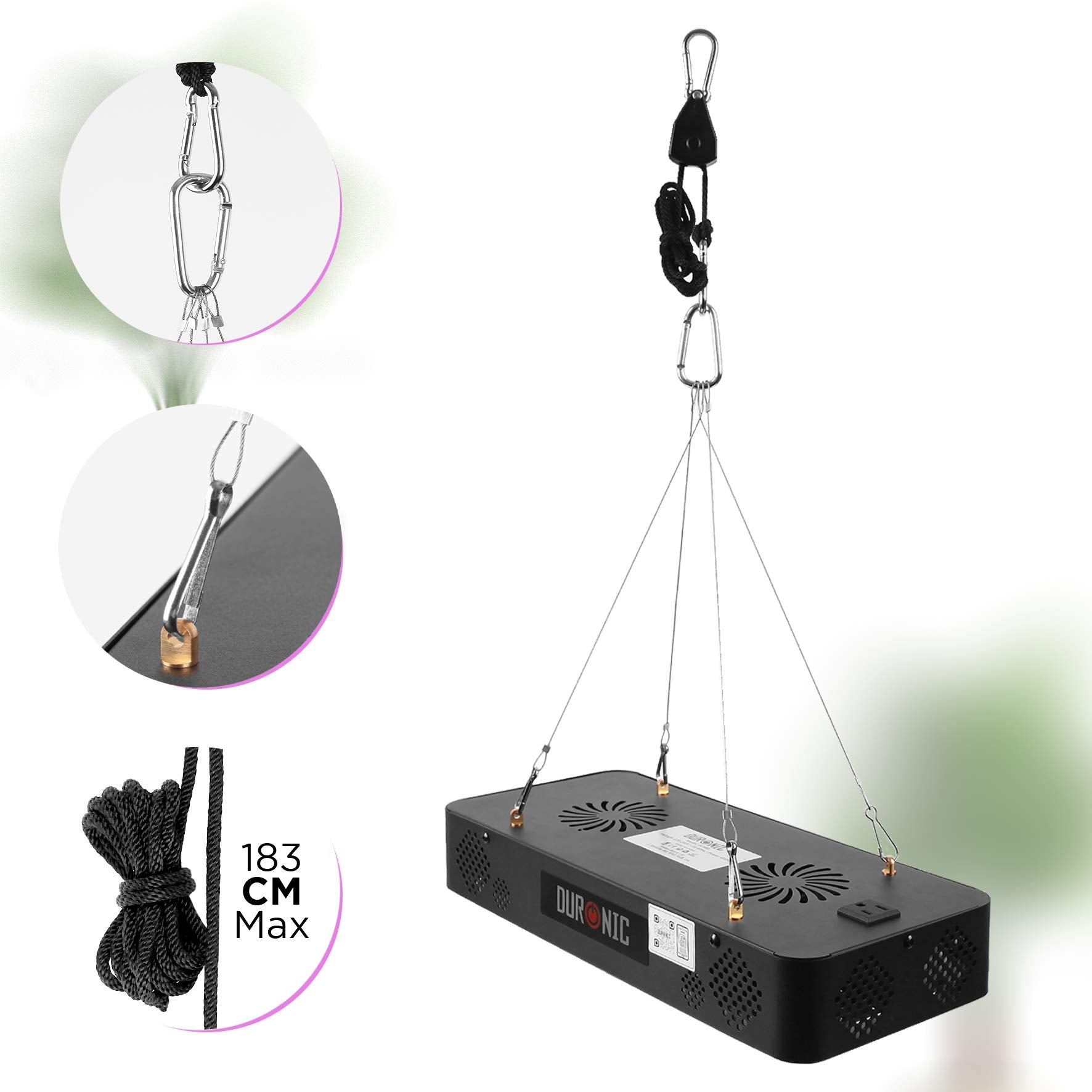 Duronic GLH60 Lampe de croissance horticole suspendue 600W Ampoules LED bleu rouge IR Modes semence et floraison Hygromètre inclus Lumière de culture pour plante fruit légume fleur herbe