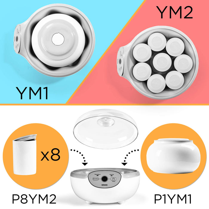 Yaourtière électrique Todeco Avec 12 Pots En Verre De 180 Ml - Acier Inoxydable, écran LCD, Réglable 1-48h - Pour Yaourts Grecs, Nature, Aromatisés