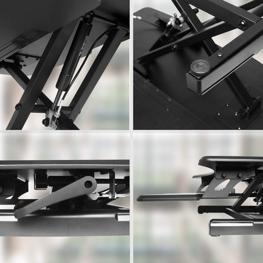 Duronic DM05D16 Station de travail assis-debout de 66 cm Hauteur ajustable de 12 à 43 cm pour travailler assis et debout - Compatible avec support de bureau pour écran Duronic - Noir