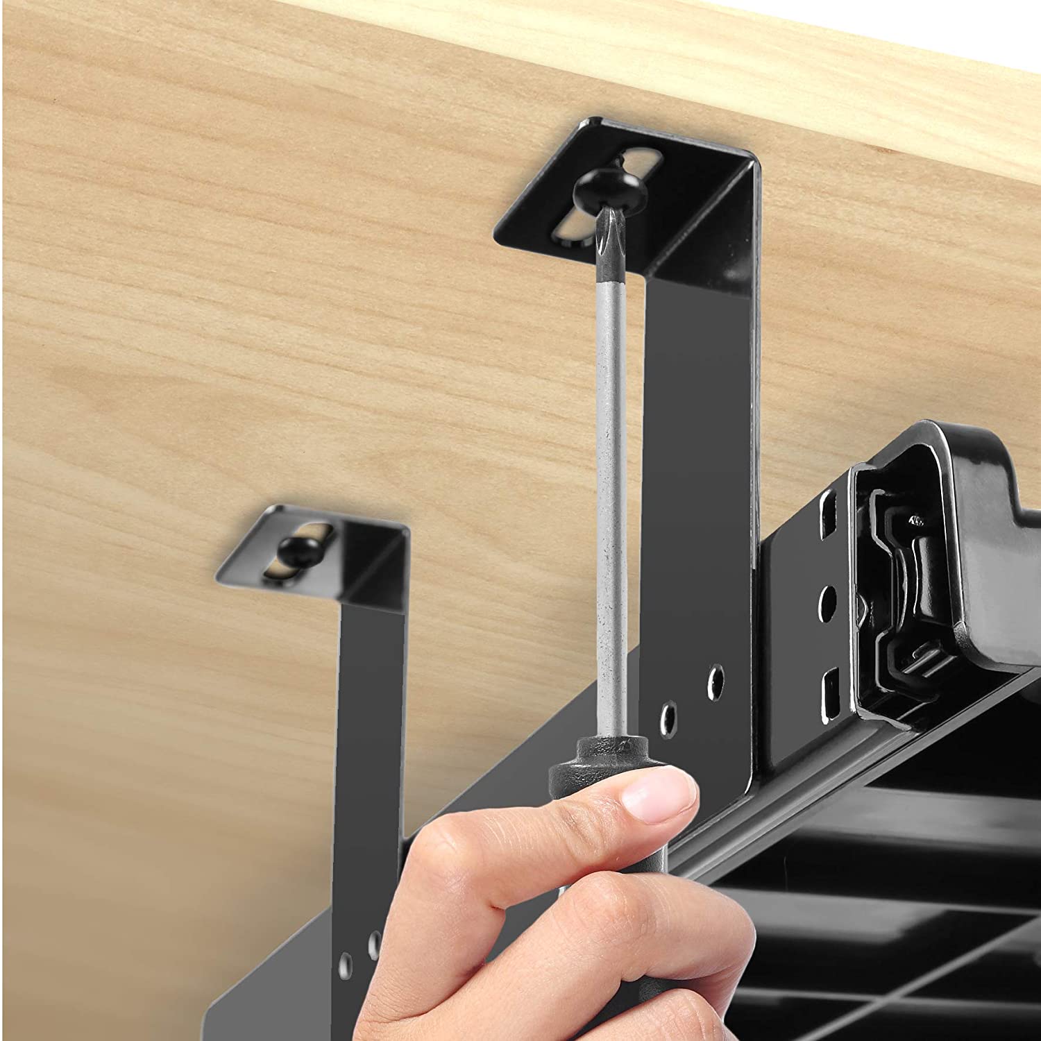 Duronic DKTSX2 Support Coulissant pour Clavier et Souris, Documents, Ordinateur Portable, Tablette – Tiroir sous la Table – Solution Ergonomique pour Le Bureau – Fixation avec des Pinces en Acier