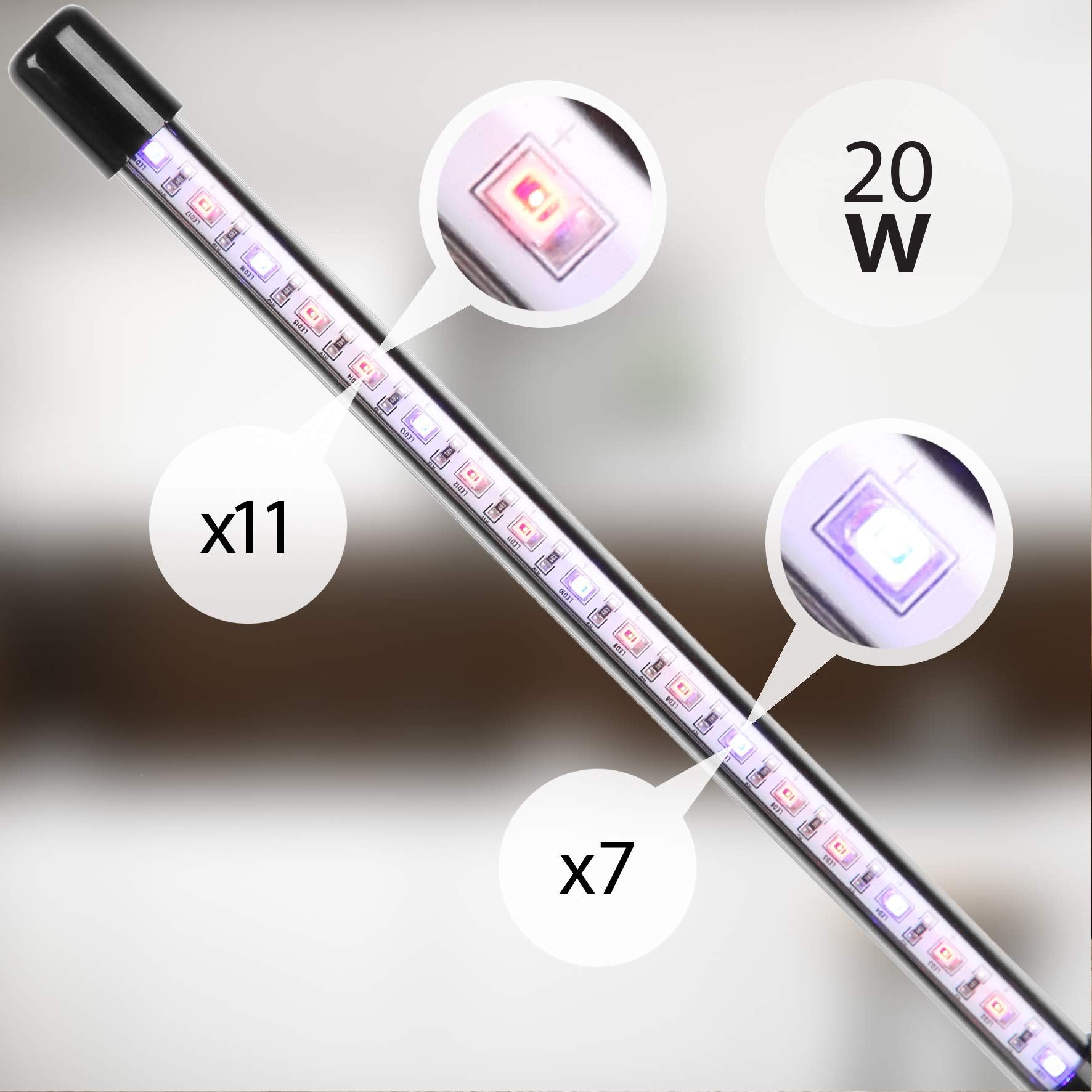Duronic GLC12 Lampe de croissance horticole à pince 20W | Ampoules LED | 3 modes : bleu, rouge, mixte | Intensité ajustable | Prise USB | Lumière de culture pour plante fruit légume fleur herbe