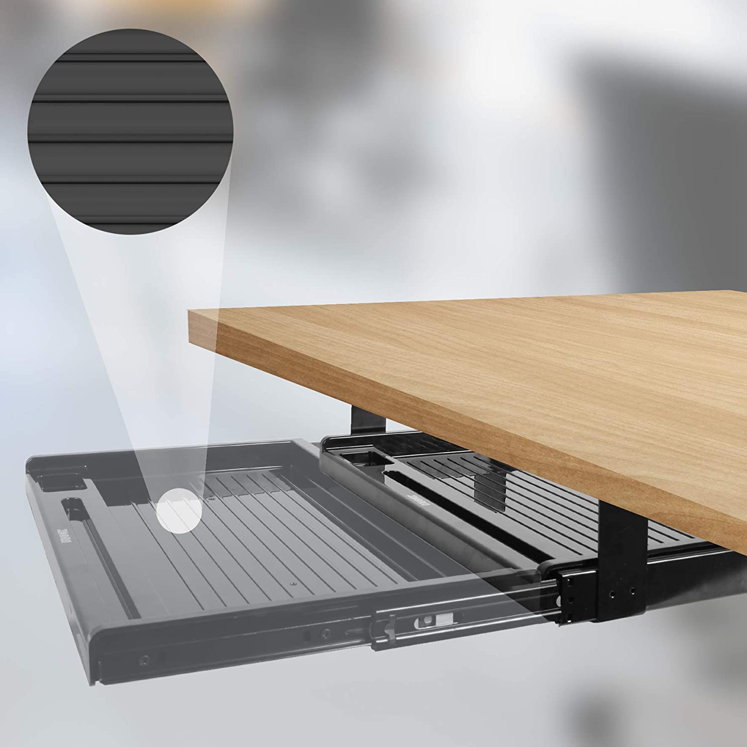 Duronic DKTSX2 Support Coulissant pour Clavier et Souris, Documents, Ordinateur Portable, Tablette – Tiroir sous la Table – Solution Ergonomique pour Le Bureau – Fixation avec des Pinces en Acier