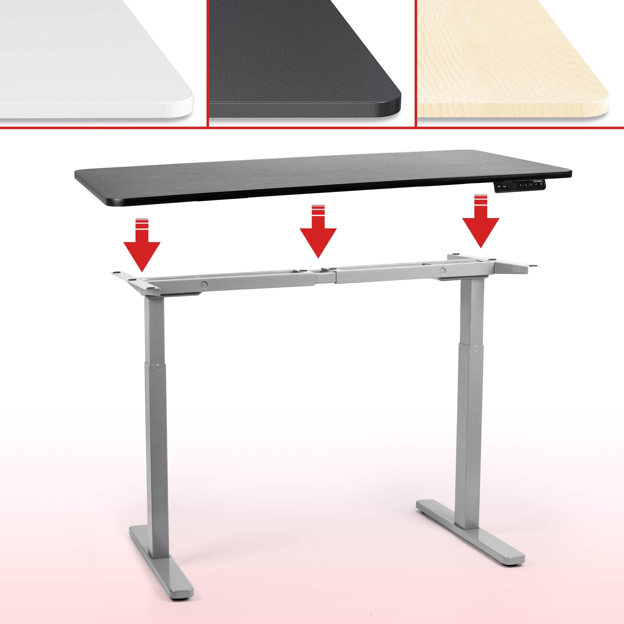 Duronic TM22 GY Bureau Assis-Debout gris | Structure de bureau à hauteur ajustable 71 - 116 cm | Électrique | Sauvegarde des tailles | MAX 100 kg | Station ergonomique | Plateau disponible séparément