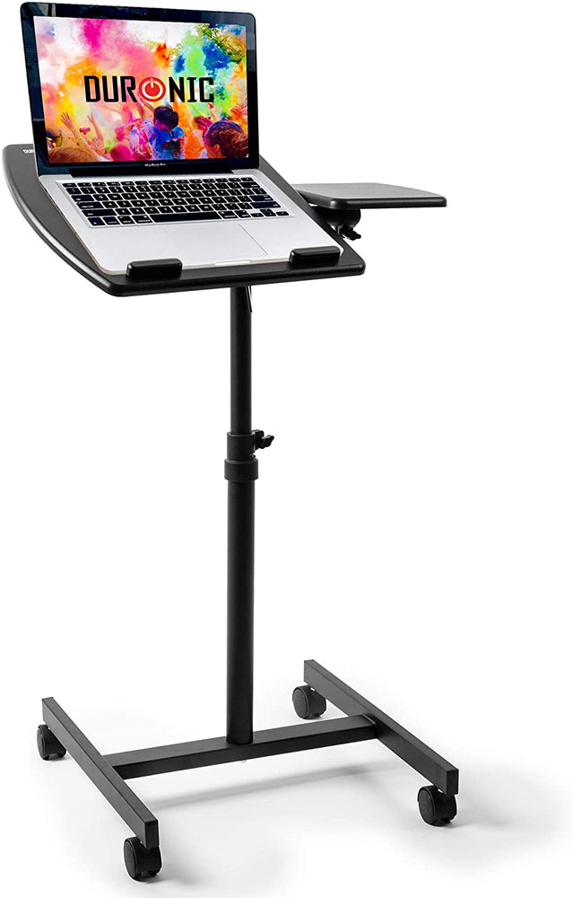 Duronic WPS17 Table de travail mobile assis-debout | Podium à roulettes | Deux plateformes indépendantes pour PC et souris | Hauteur ajustable 67,5 – 100 cm | 10 kg | Idéal pour les présentations