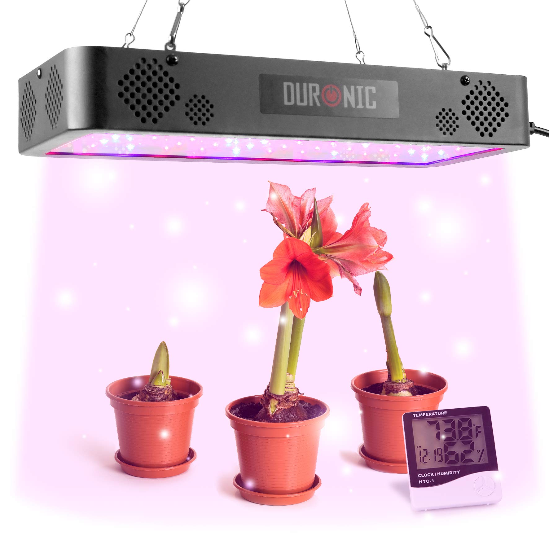 Duronic GLH60 Lampe de croissance horticole suspendue 600W Ampoules LED bleu rouge IR Modes semence et floraison Hygromètre inclus Lumière de culture pour plante fruit légume fleur herbe