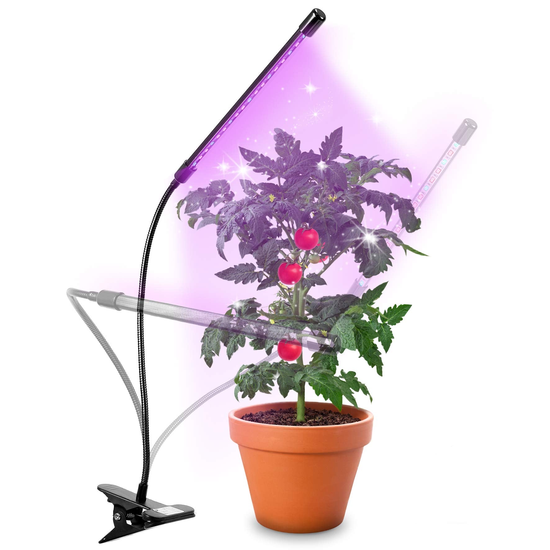 Duronic GLC12 Lampe de croissance horticole à pince 20W | Ampoules LED | 3 modes : bleu, rouge, mixte | Intensité ajustable | Prise USB | Lumière de culture pour plante fruit légume fleur herbe