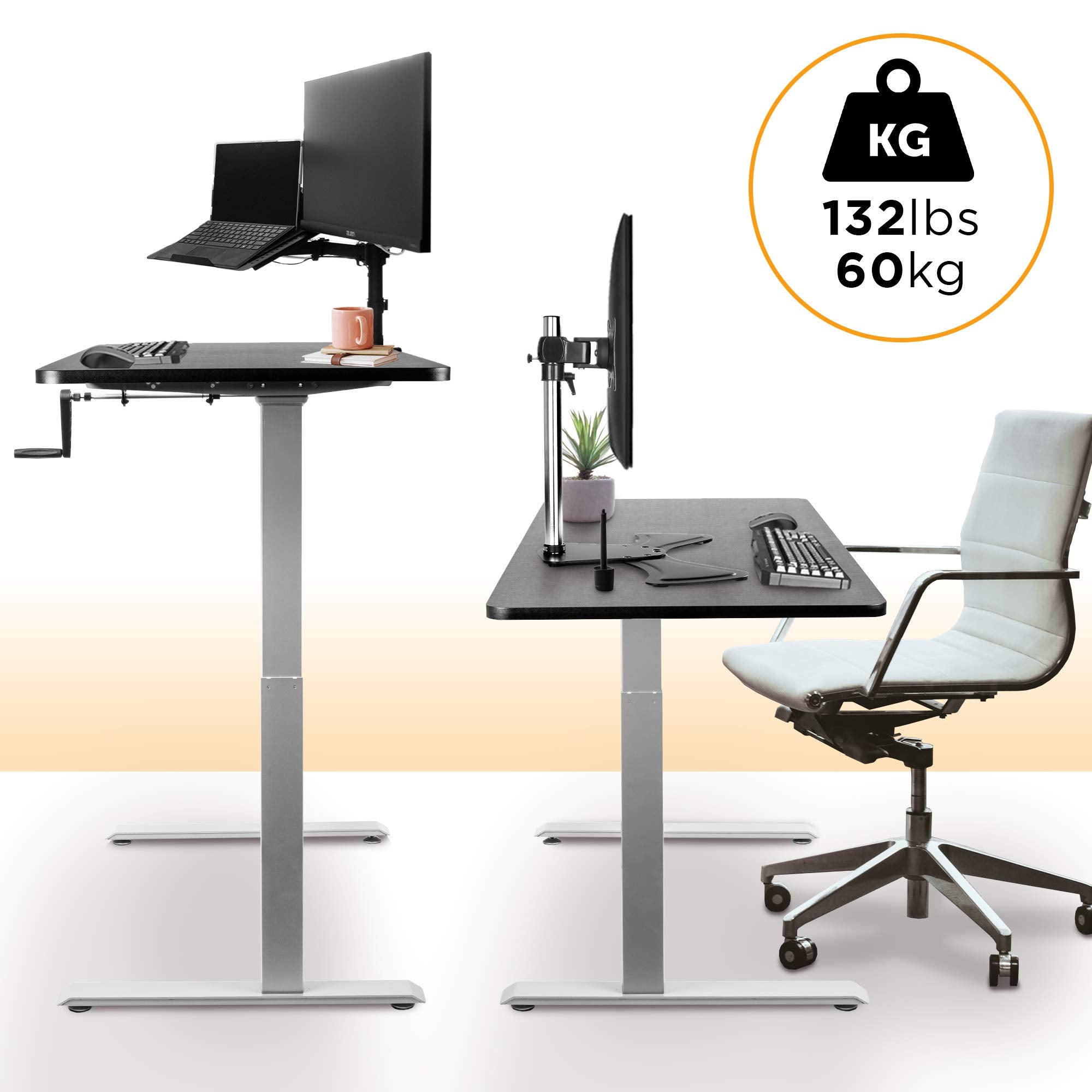 Duronic TM00 GY Bureau Assis-Debout gris | Structure de bureau à hauteur ajustable 71 - 116 cm | Manuel | Acier | Supporte 60 kg | Station de travail ergonomique | Plateau disponible séparément