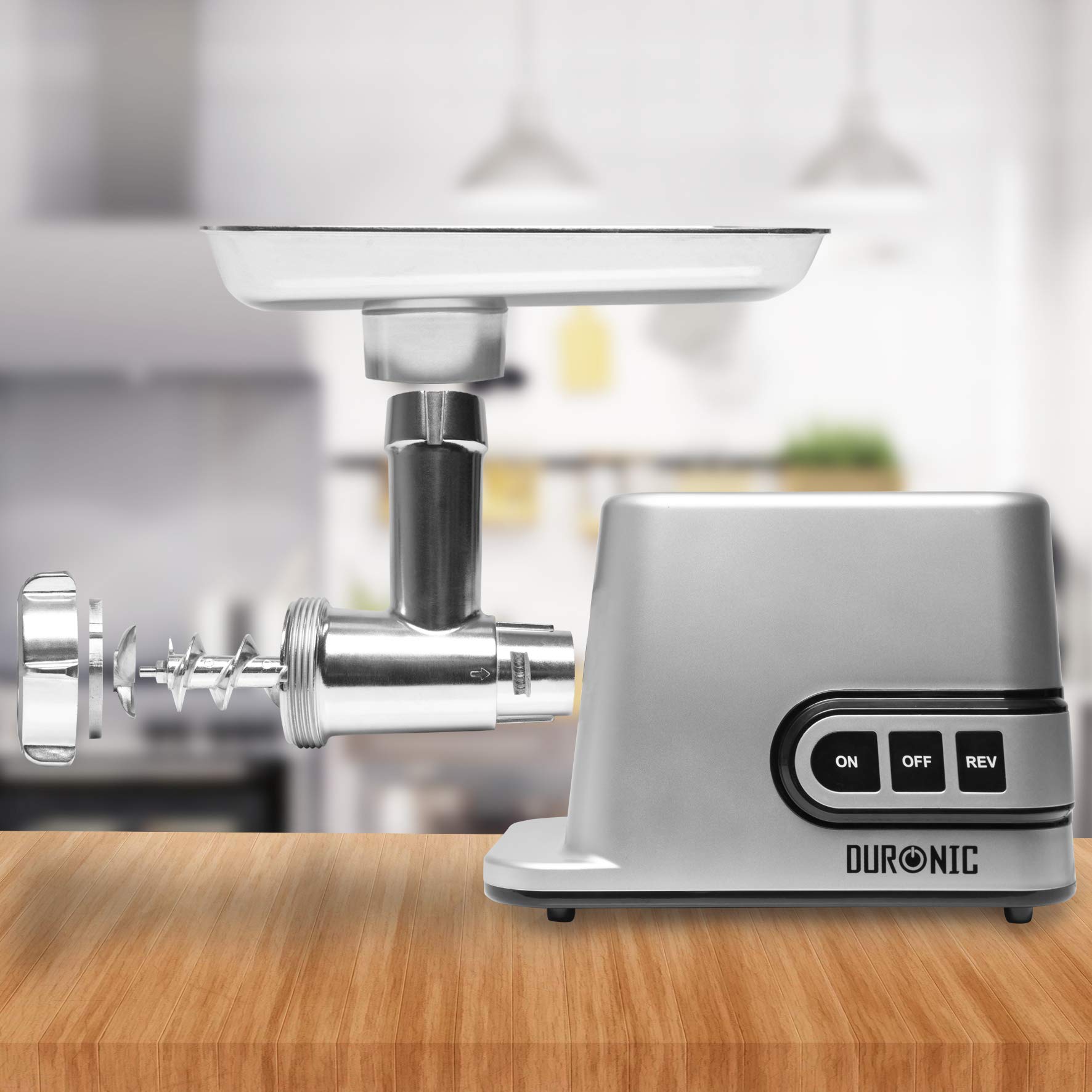 Duronic MG301 Hachoir à viande en inox 3000W - Accessoires pour viande hachée, saucisses, kibbés. Idéal pour créer des mets à base de viande ou de légumes (burgers végétaliens)