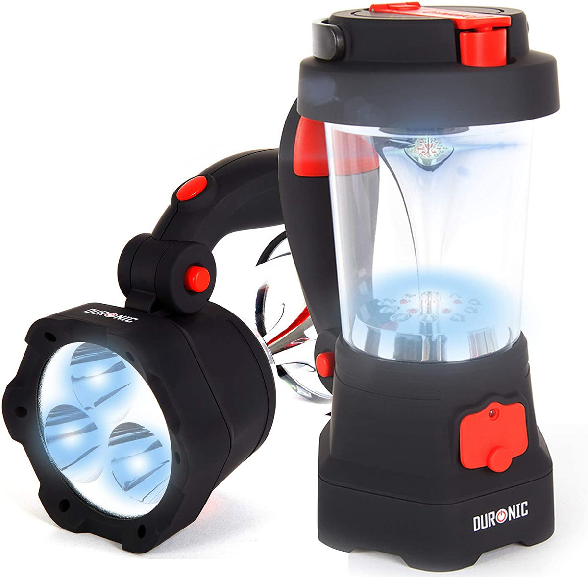 Lampe De Poche Dynamo Duronic Hurricane - 10 LED Lanterne + 3 LED Torche + Signal Urgence Rouge