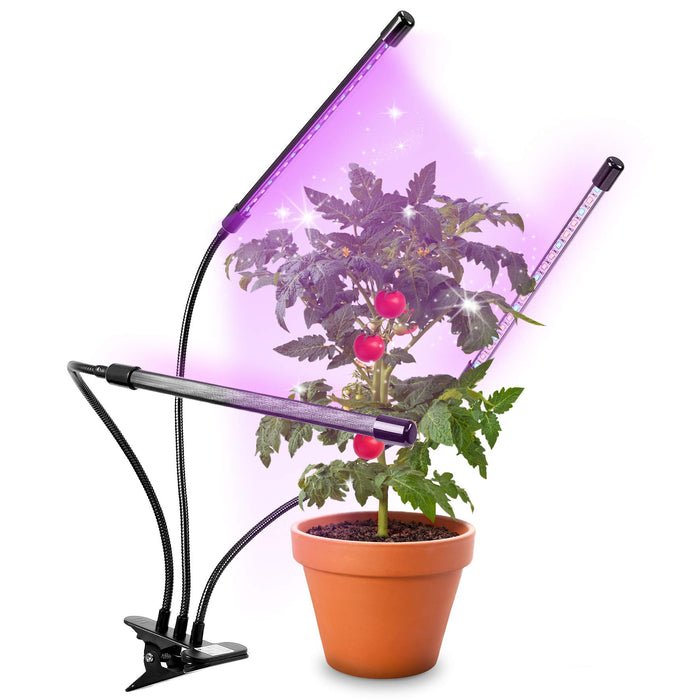 Duronic GLC36 Lampe de croissance horticole triple à pince 60W | Ampoules LED | 3 modes : bleu, rouge, mixte | Intensité ajustable | Prise USB | Lumière de culture pour plante fruit légume fleur herbe