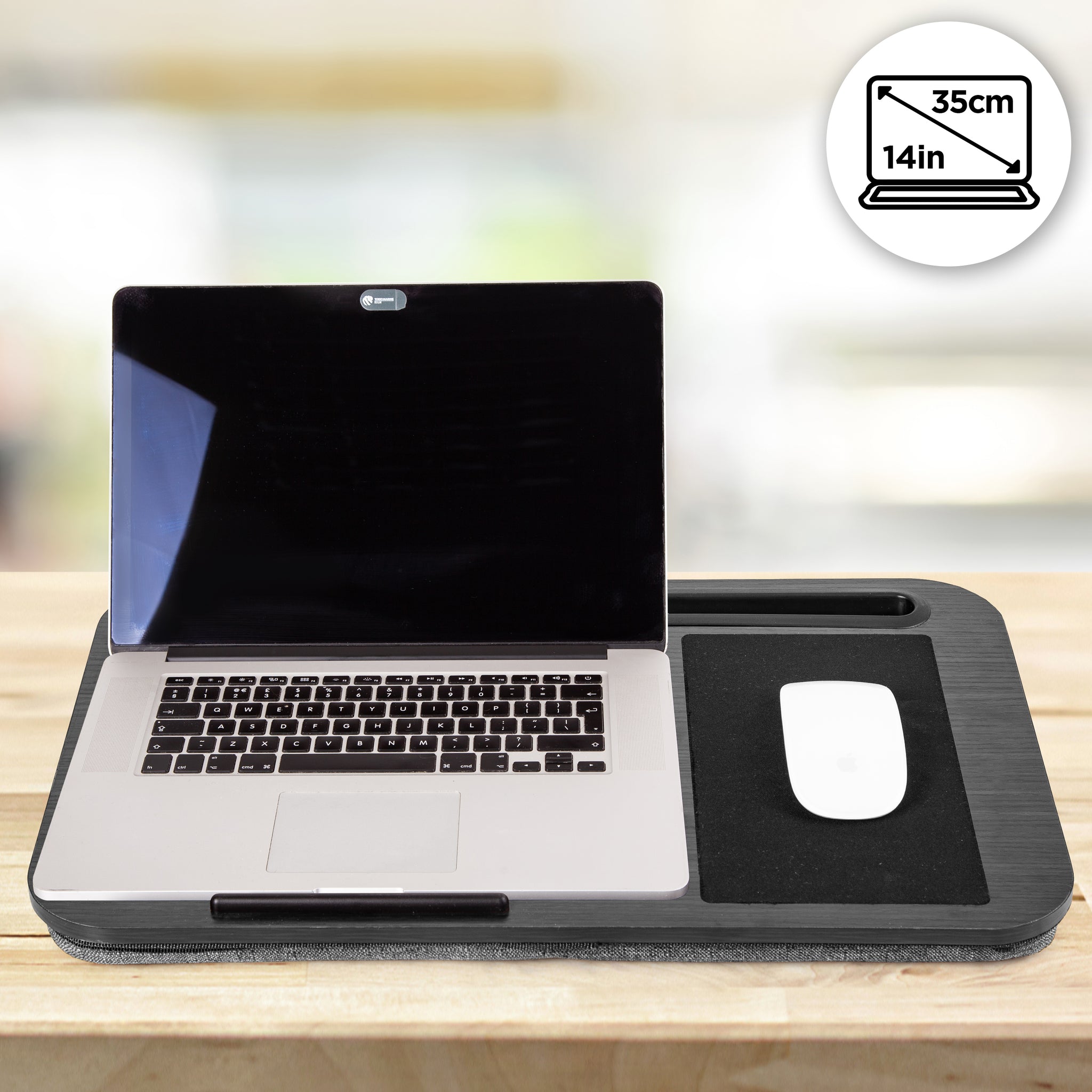 Duronic DML422 Plateau pour Ordinateur Portable avec Coussin incliné Ergonomique | Support pour Tablette | Tapis de Souris | Table à Poser sur Les Genoux | pour PC, Lecture, Dessin, devoirs, étude
