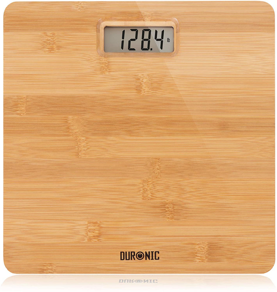 Duronic BS503 Balance Corporelle / Pèse Personne | Capacité élevée de 180 kg | Ecran LCD lisible | Planche écoresponsable en Bambou brun | Mesure en kilogrammes | Automatique | Surveillez votre poids