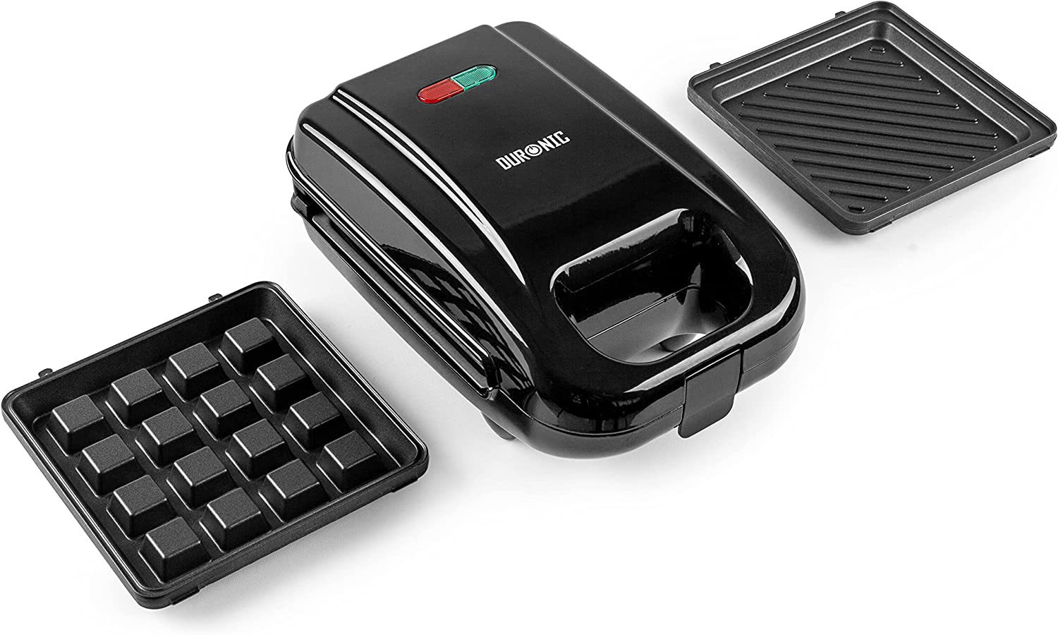 Duronic WM32 Mini gaufrier et Grill 2-en-1 de 650W | Plaques de cuisson antiadhésives détachables | Contrôle de la température automatique | Pour gaufre sucré salé sandwichs croquemonsieur toast oeufs