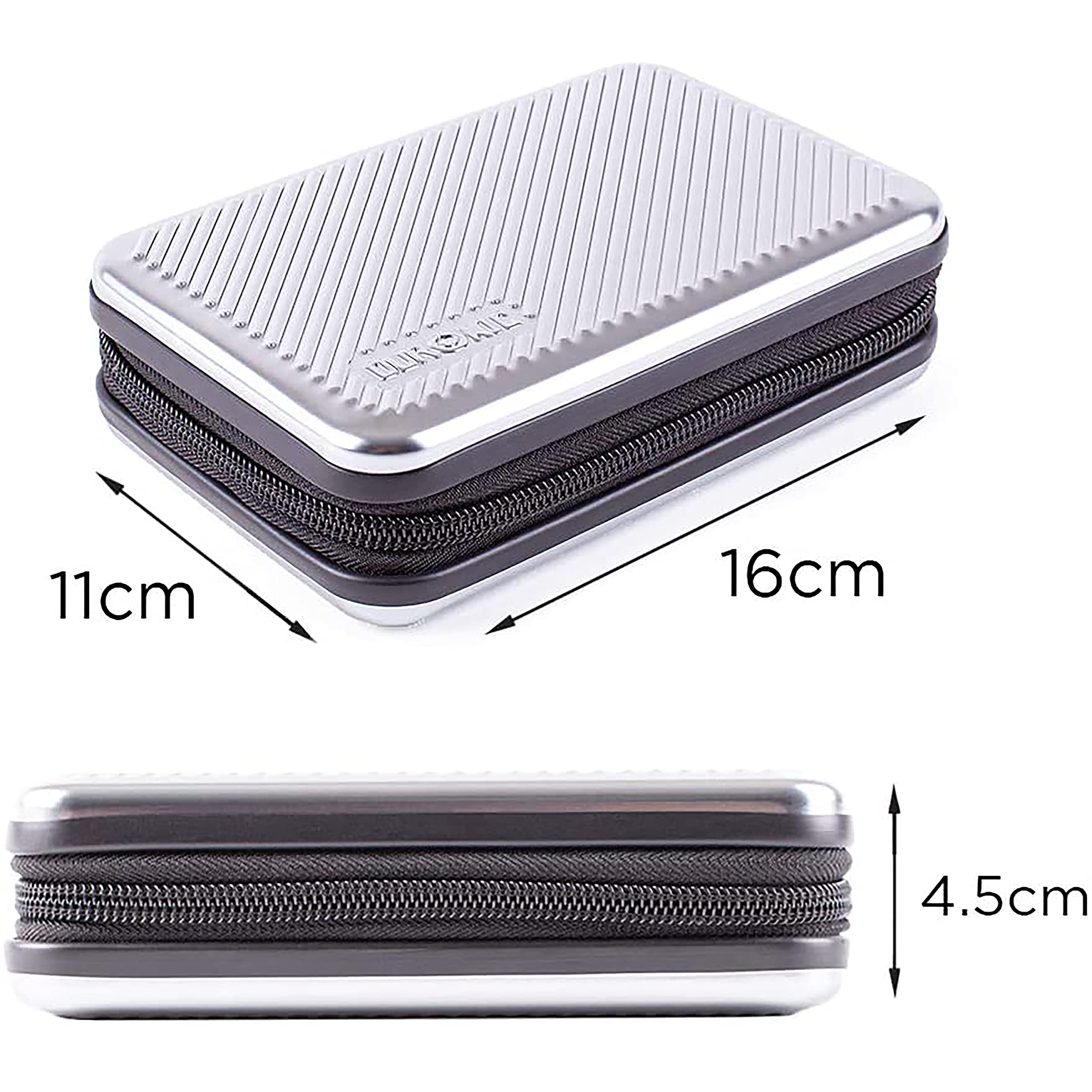Duronic HDC3 SR étui de protection rigide pour disque dur, GPS, batterie portable, liseuse | housse pour disques durs externes | Argenté | Aluminium antichoc | Léger et compact | 11 x 16 cm