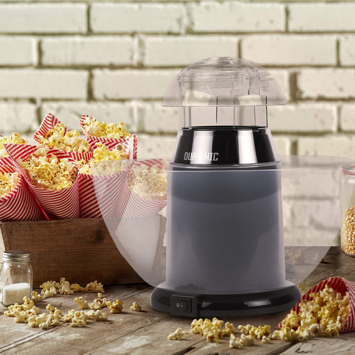 Duronic POP50 BK Appareil à Popcorn - Capacité de 50 gr avec bol démontable - Cuisson électrique à air chaud de mais soufflé sans huile - Faible en calories