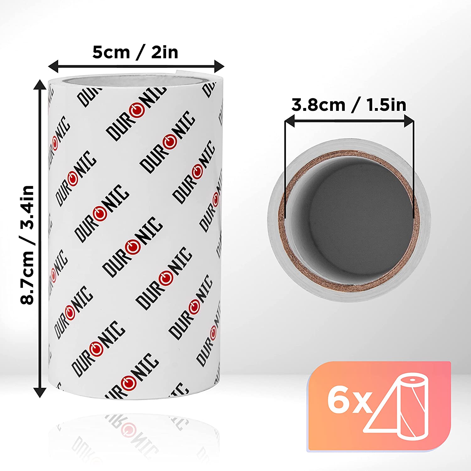 Duronic ROLL6 Set de 6 Rouleaux adhésifs pour Rouleaux ramasse poils | Anti peluches | Pour les Vêtements Poils d'Animaux Tissus d'Ameublement