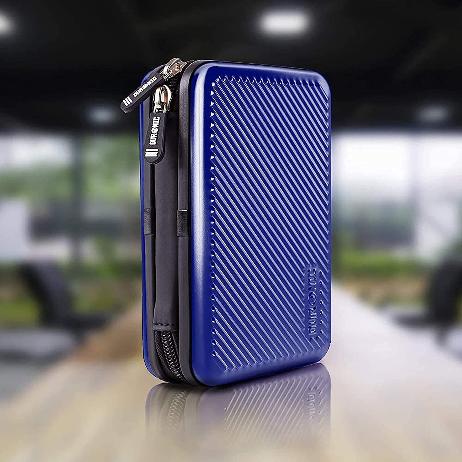Duronic HDC3 BE étui de protection rigide pour disque dur, GPS, batterie portable, liseuse | housse pour disques durs externes | bleu | Aluminium antichoc | Léger et compact | 11 x 16 cm