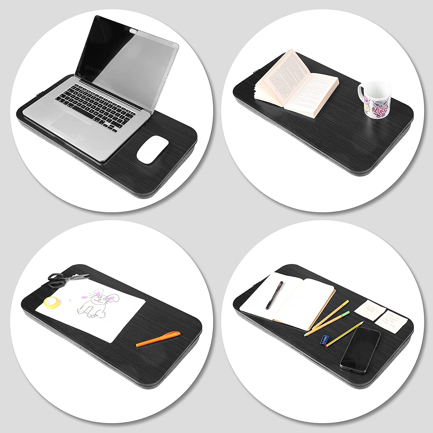 Duronic DML412 Plateau pour Ordinateur Portable | Table à Poser sur Les Genoux pour Le lit ou Le canapé | Coussin incliné Ergonomique et Confortable | pour Le Travail, Lecture, Dessin, devoirs, étude