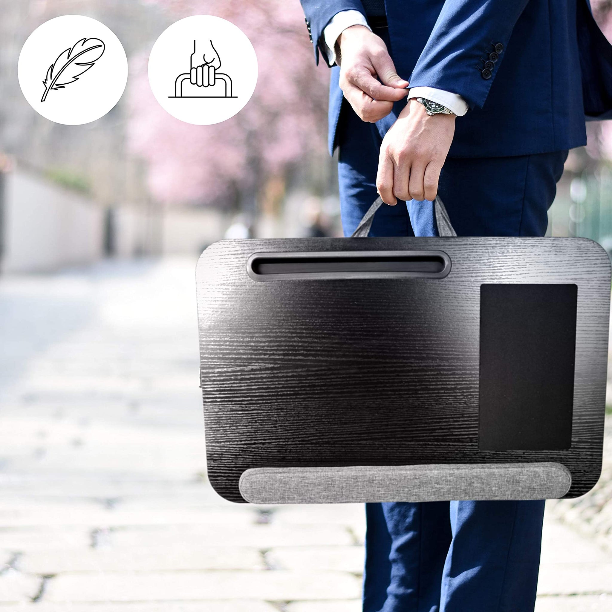 Duronic DML433 Plateau pour Ordinateur Portable avec Coussins inclinés en polystyrène ergonomiques | Repose Poignets en Mousse | Support pour Tablette | Tapis de Souris | Table à Poser sur Les Genoux