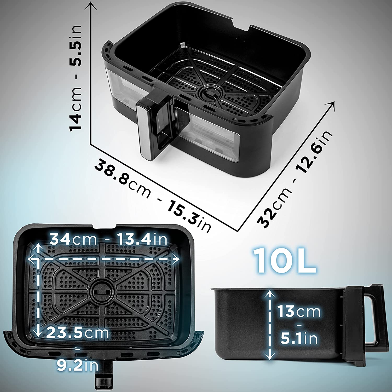 Duronic AFD1 Grand Panier de Cuisson de 10 Litres pour Friteuse à air AF24 de Duronic | Tiroir de Cuisson | A utiliser avec la Fonction Sync Cook | Compatible uniquement avec AF24 et AF34 de Duronic