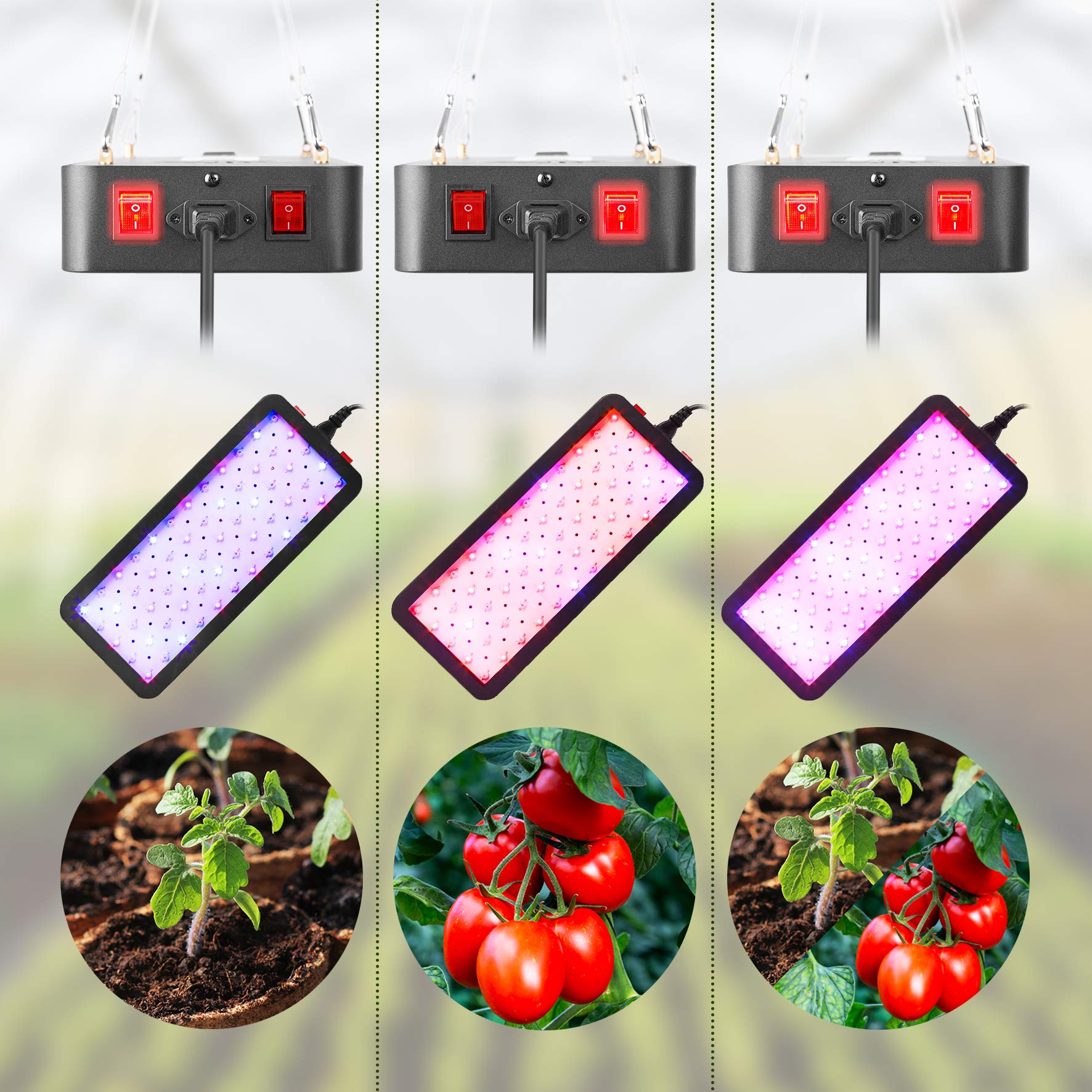 Duronic GLH60 Lampe de croissance horticole suspendue 600W Ampoules LED bleu rouge IR Modes semence et floraison Hygromètre inclus Lumière de culture pour plante fruit légume fleur herbe