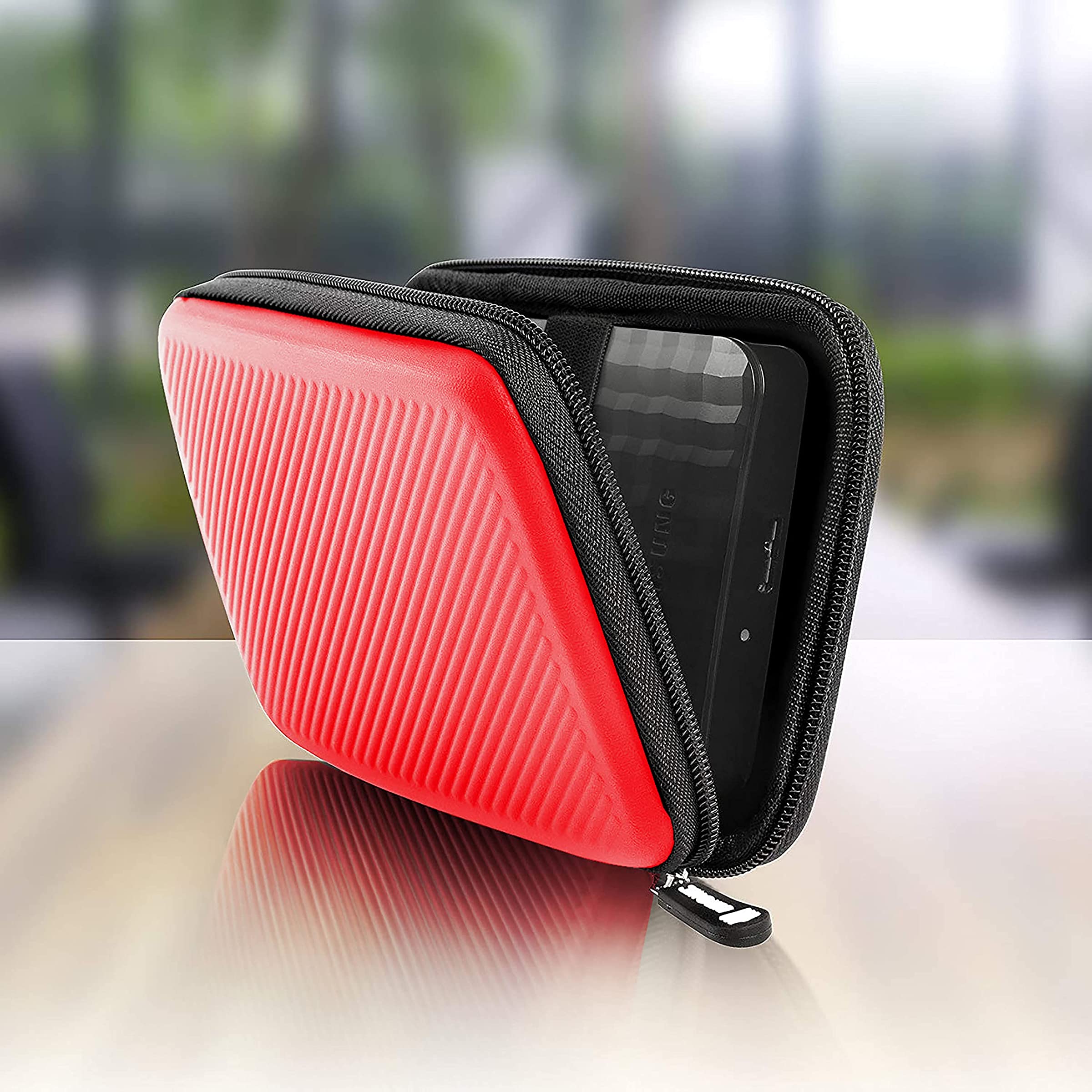 Duronic HDC2 RD étui de Protection Semi Rigide pour Disque Dur, GPS, Batterie Portable, liseuse | Housse pour disques durs externes | Rouge | EVA Antichoc | Léger et Compact | 11 x 15 cm