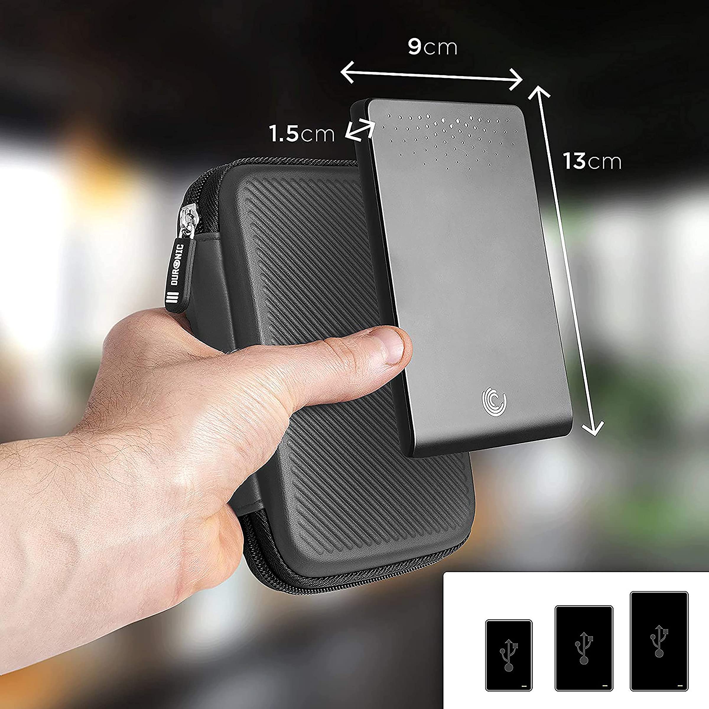 Duronic HDC2 GY étui de Protection Semi Rigide pour Disque Dur, GPS, Batterie Portable, liseuse | Housse pour disques durs externes | Gris | EVA Antichoc | Léger et Compact | 11 x 15 cm