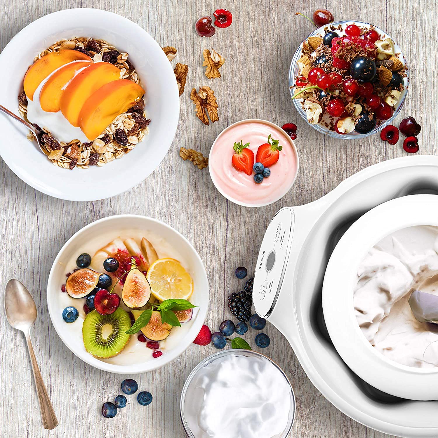 Duronic P1YM1 Large pot en céramique de 1500 ml compatible avec yaourtière YM1 et YM2 de Duronic