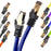 Duronic Câble Ethernet CAT8 BE Bleu 1 M | S/FTP paire torsadée écrantée et blindée | Bande passante 2GHz / 2000 MHz | Transmission des données 40 Gigabits | Connecteurs RJ45 en or avec manchon