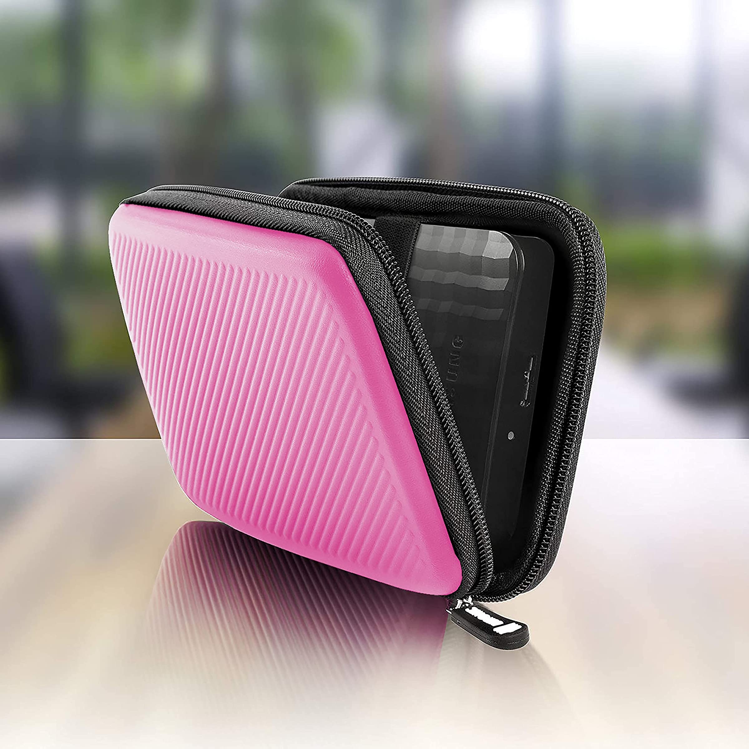 Duronic HDC2 PK étui de Protection Semi Rigide pour Disque Dur, GPS, Batterie Portable, liseuse | Housse pour disques durs externes | Rose | EVA Antichoc | Léger et Compact | 11 x 15 cm