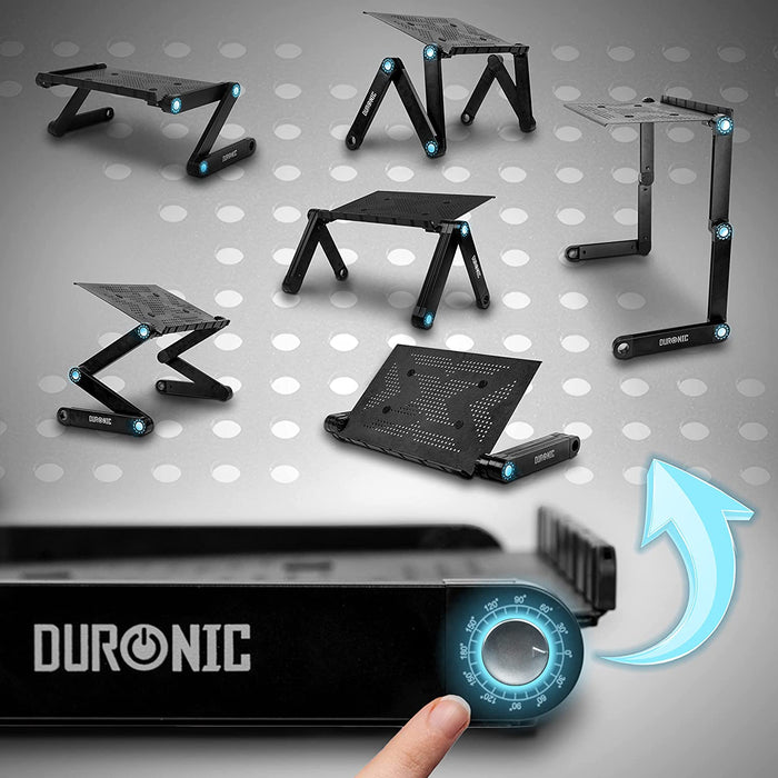 Duronic DML121 Support pour Ordinateur Portable PC tablette| Lapdesk | Multifonction Pliable et Réglable | 6 articulations pour ajuster la hauteur